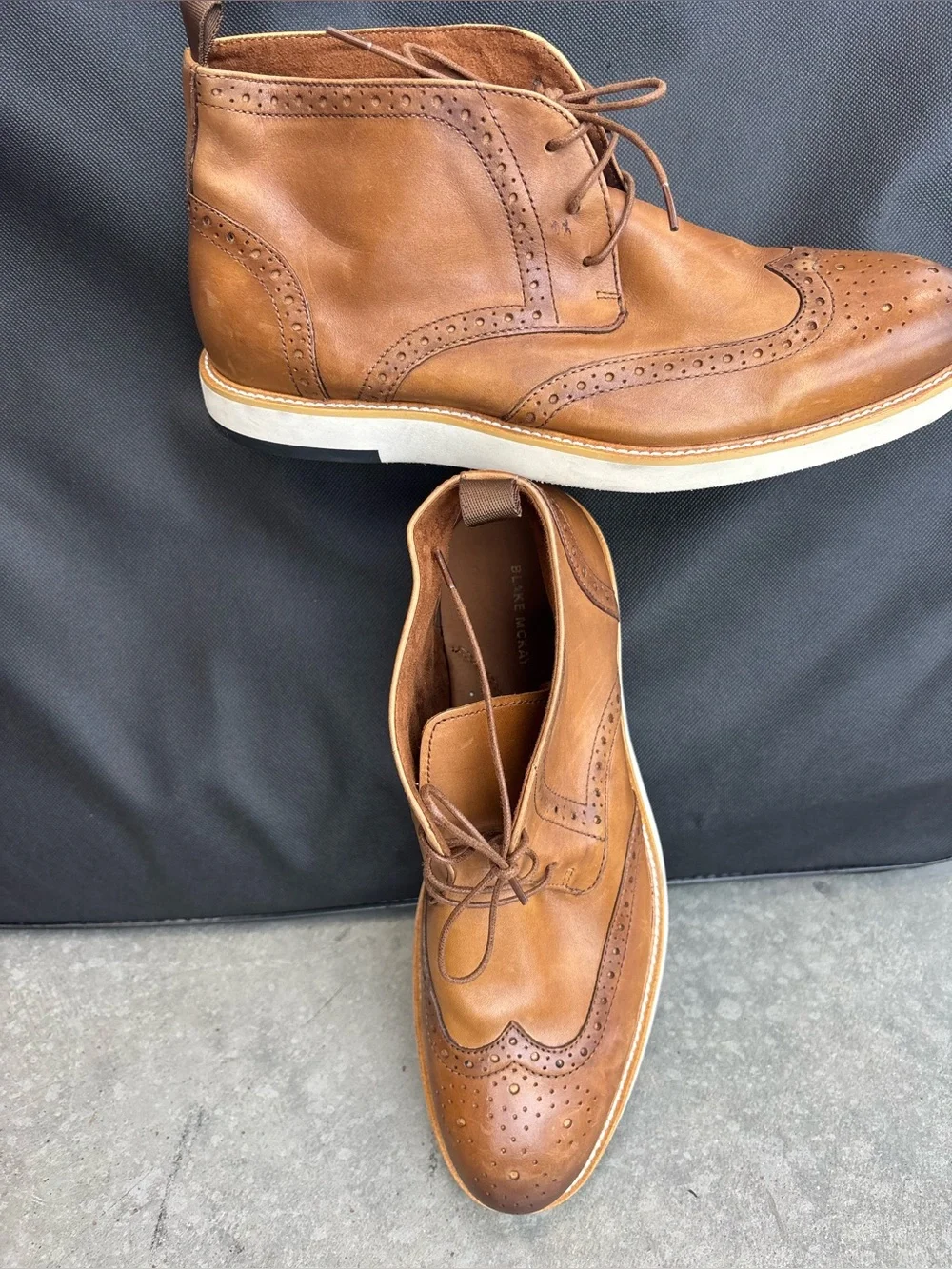 Men's Brown Leather Chukka Wingtip Boots - Classic Lace-Up